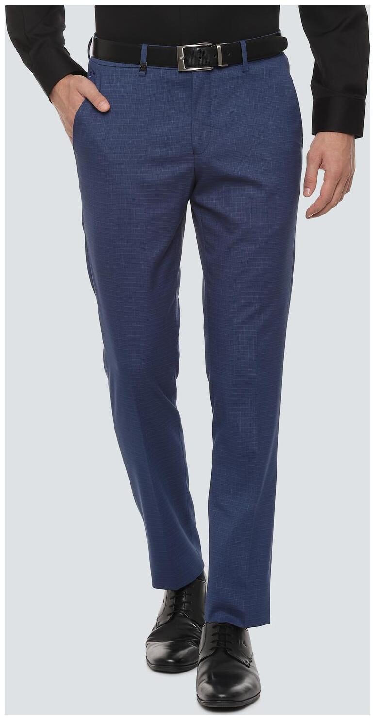 

Louis Philippe Men Checked Slim Fit Formal Trouser - Blue