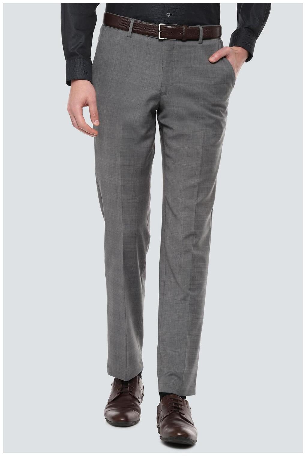 

Louis Philippe Men Grey Checked Slim fit Regular trousers