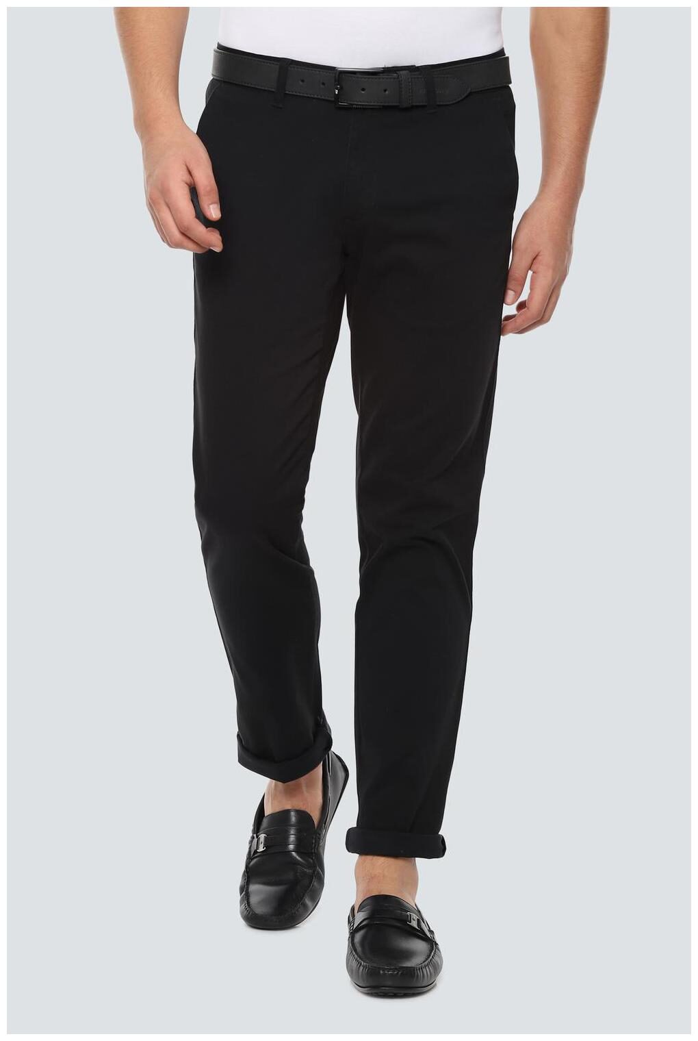 

Louis Philippe Men Black Textured Slim fit Regular trousers
