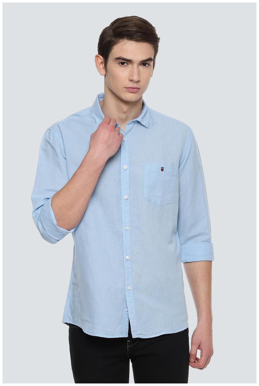 

Louis Philippe Men Blue Weaved Slim Fit Casual Shirt