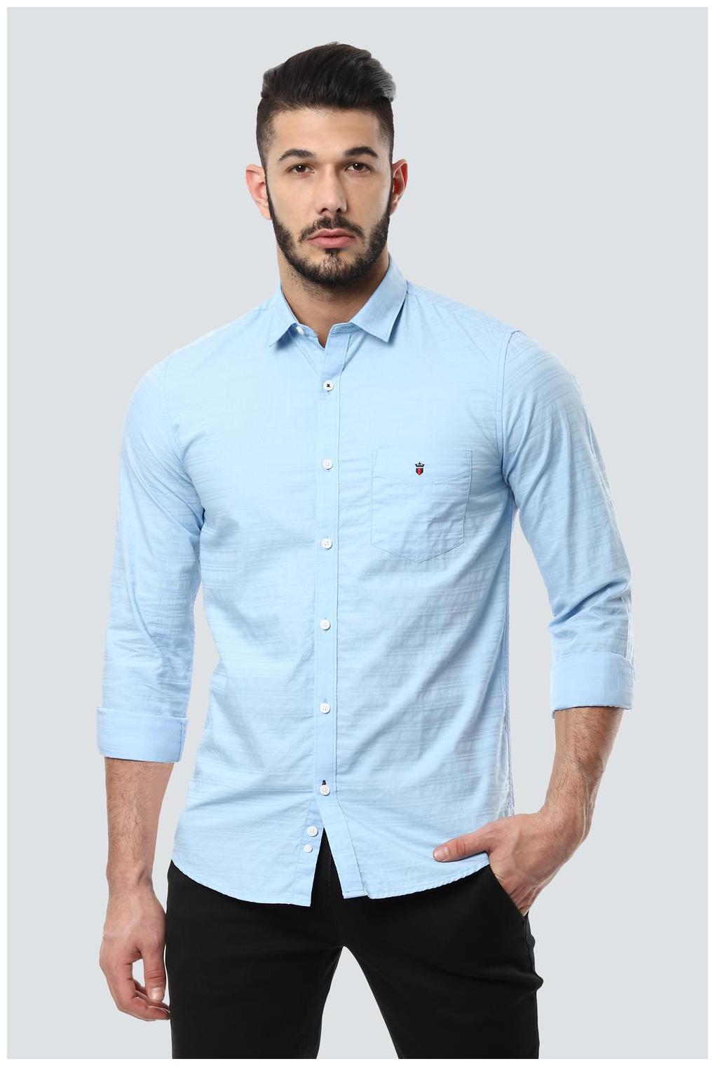 

Louis Philippe Men Blue Horizontal Stripes Regular Fit Casual Shirt