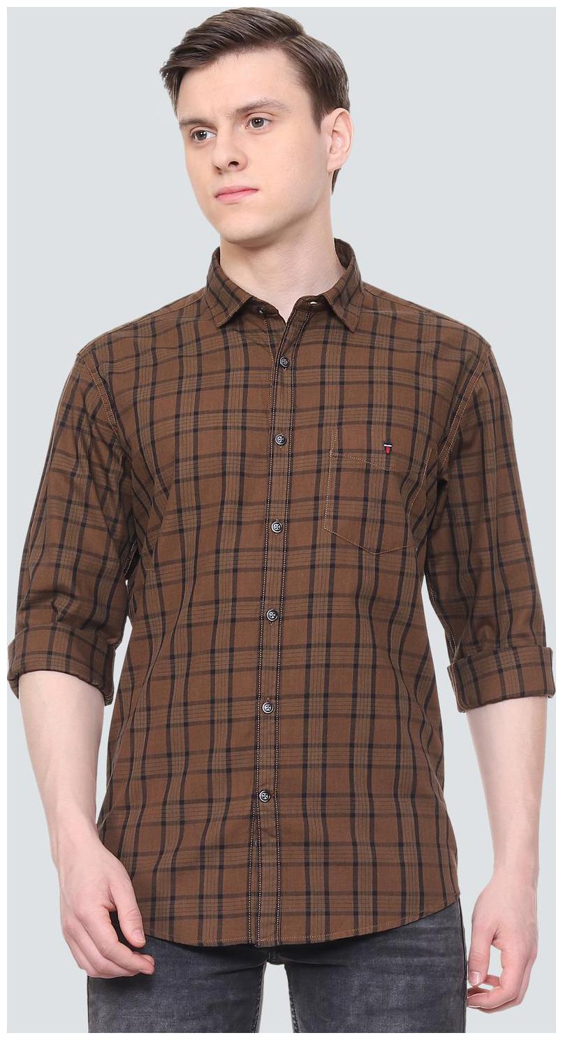 

Louis Philippe Men Brown Checked Slim Fit Casual Shirt