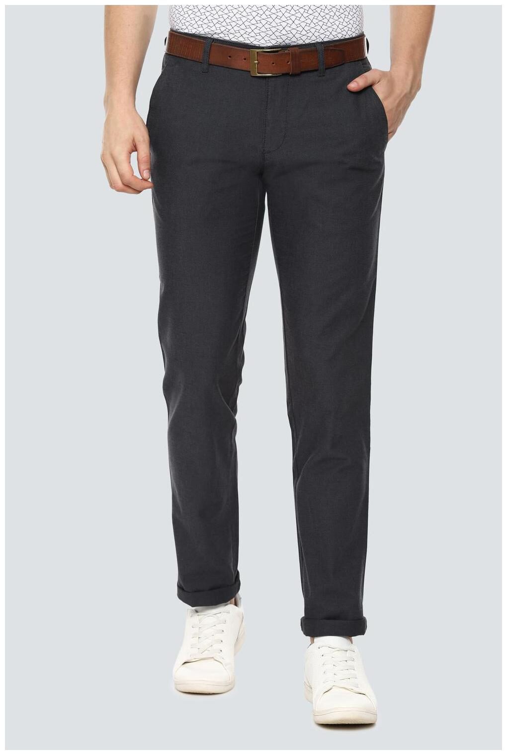 

Louis Philippe Men Black Textured Slim fit Regular trousers