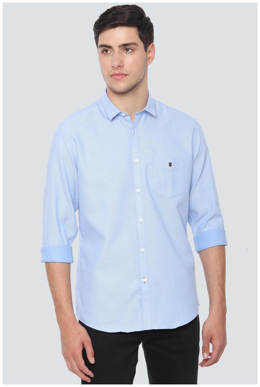 

Louis Philippe Men Blue Textured Slim Fit Casual Shirt