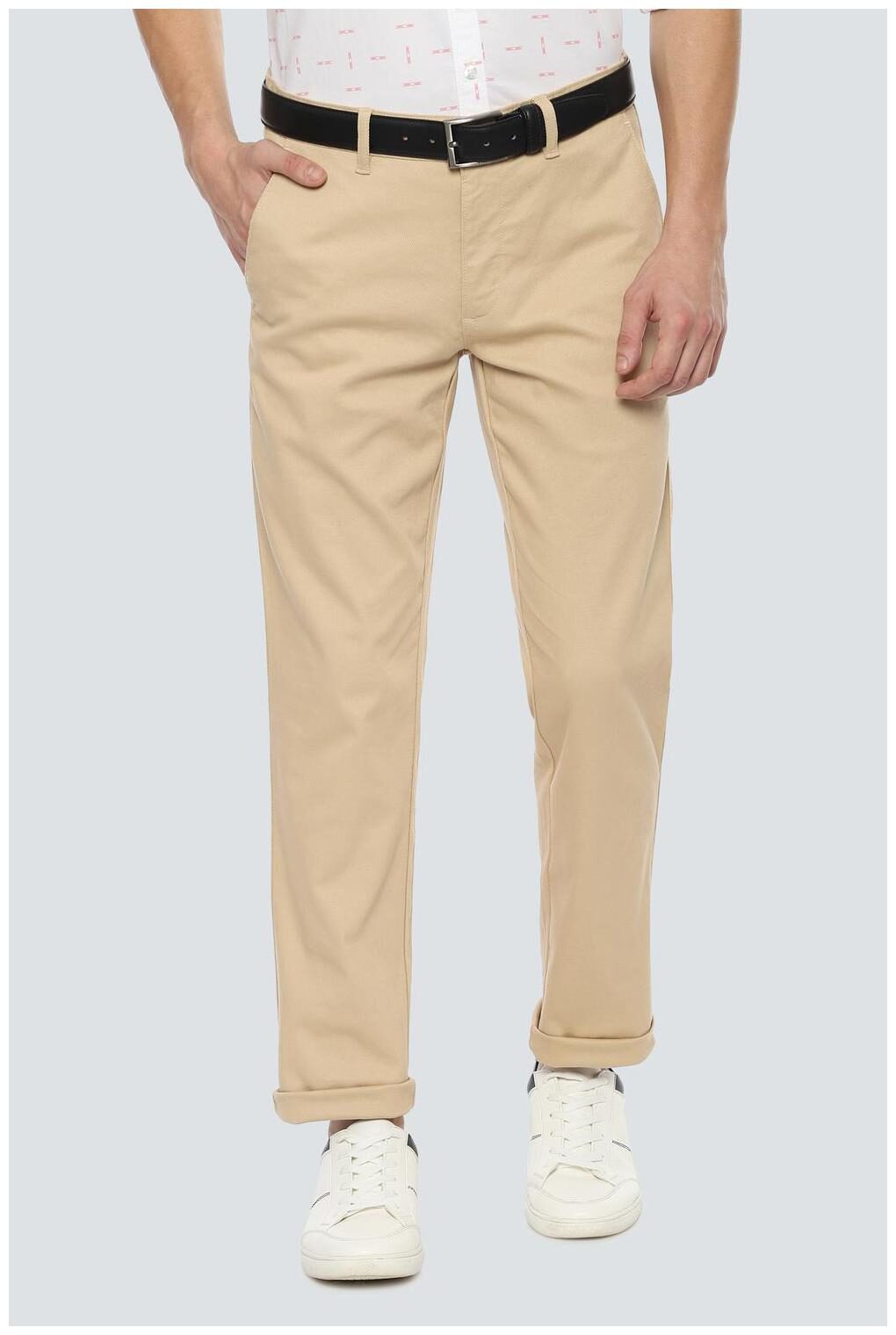 

Louis Philippe Men Beige Textured Slim fit Regular trousers