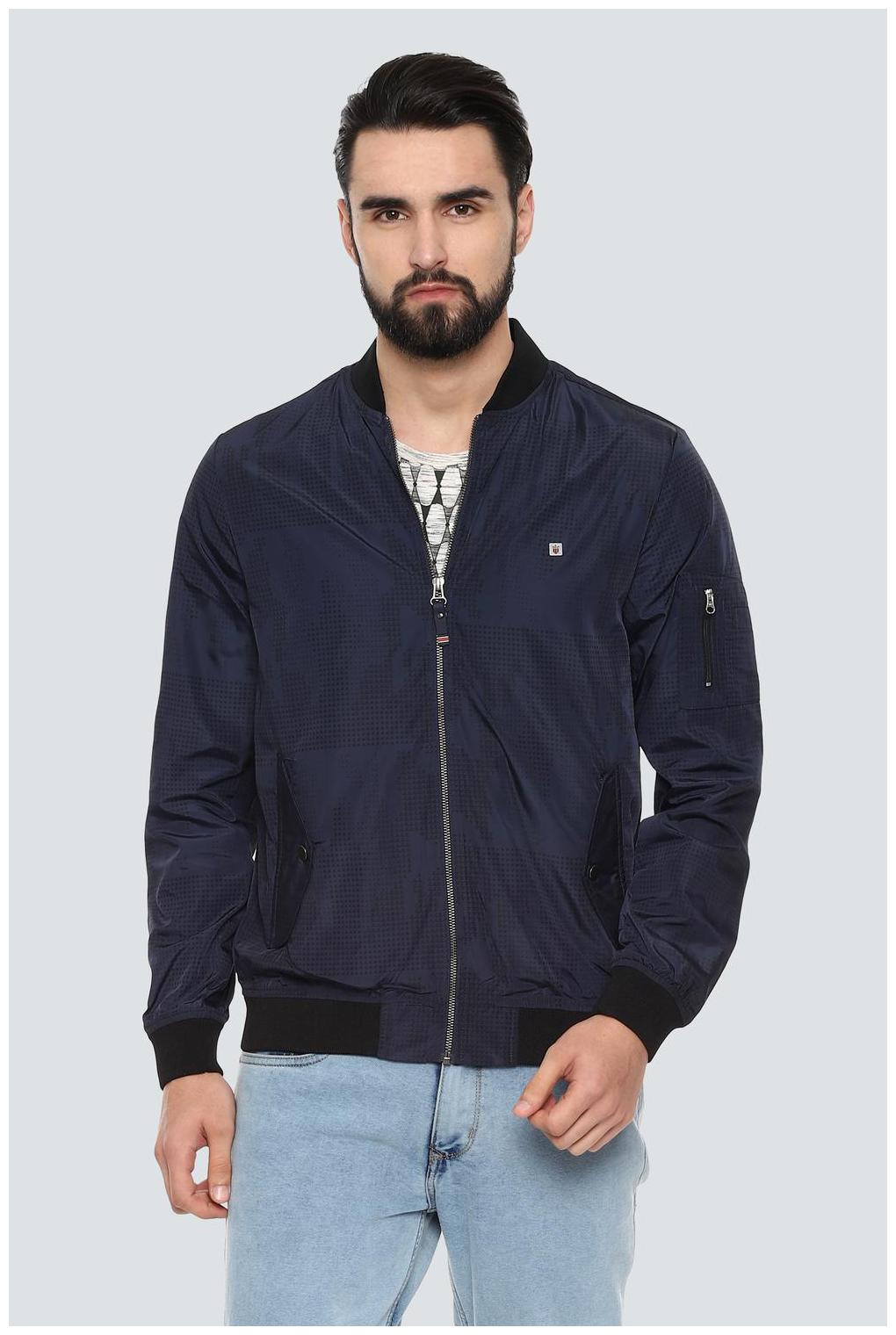 

Louis Philippe Men Polyester Bomber Jacket Blue