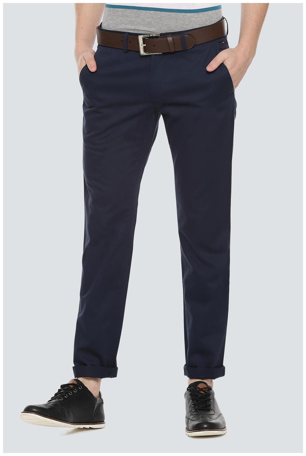 

Louis Philippe Men Blue Textured Slim fit Regular trousers