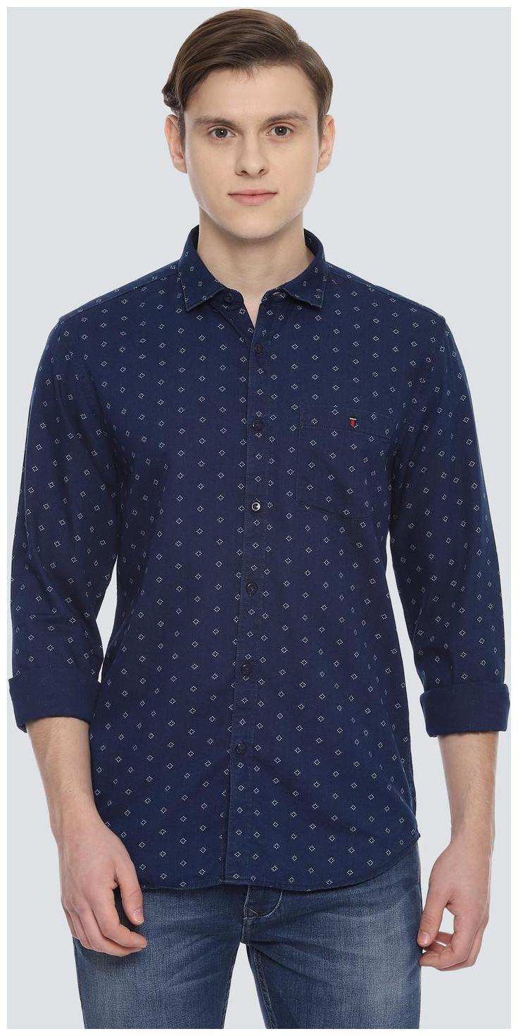 

Louis Philippe Men Blue Printed Super Slim Fit Casual Shirt