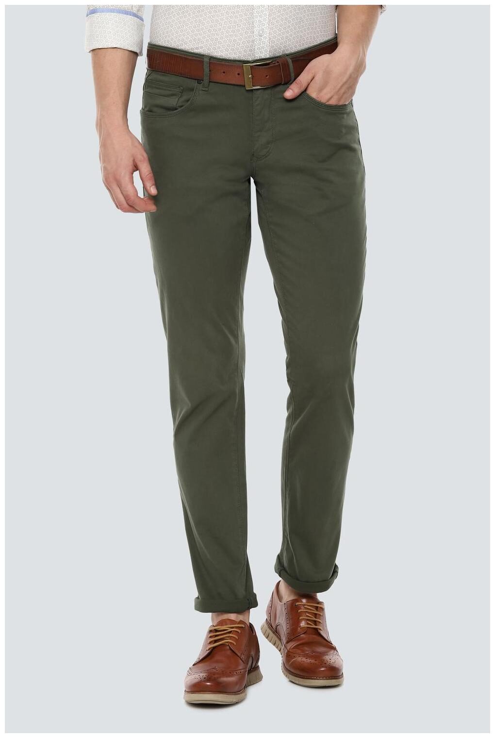 

Louis Philippe Men Green Solid Slim fit Regular trousers