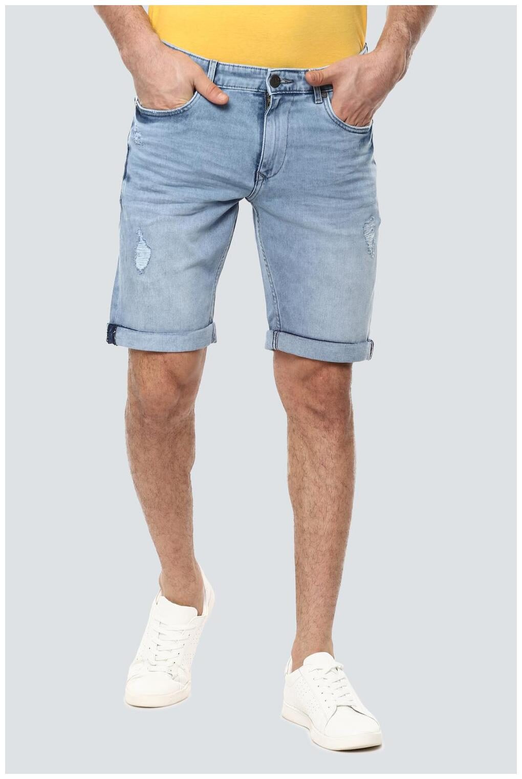 

Louis Philippe Men Blue Slim Fit Denim Shorts