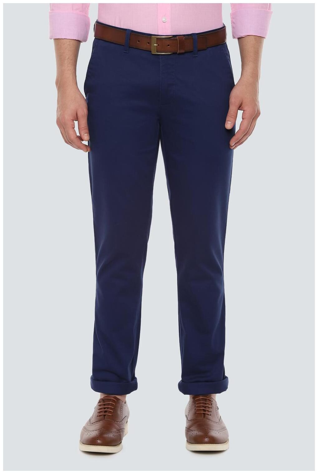 

Louis Philippe Men Blue Textured Slim fit Regular trousers