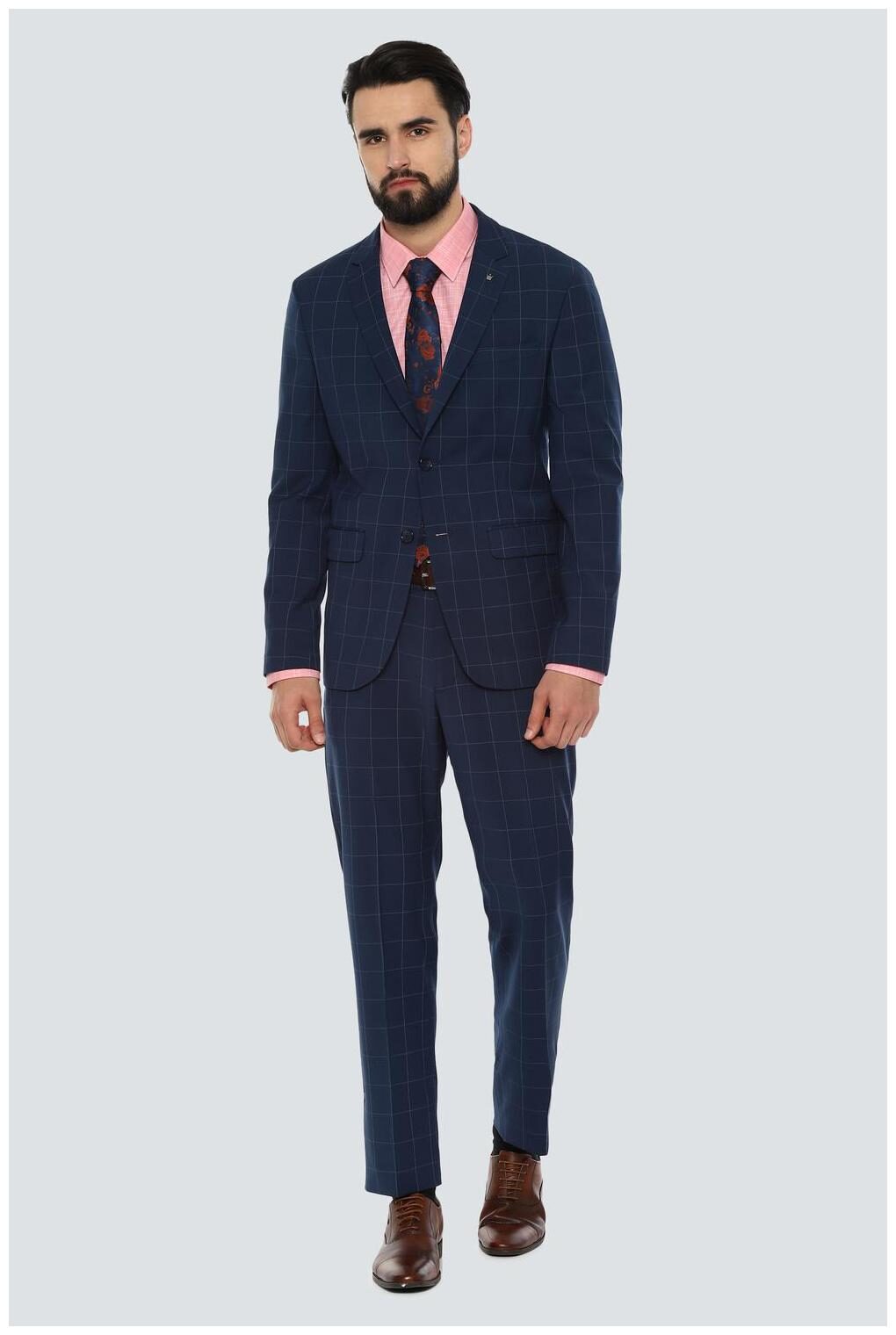 

Louis Philippe Men Blended Single Breasted Suit Blue