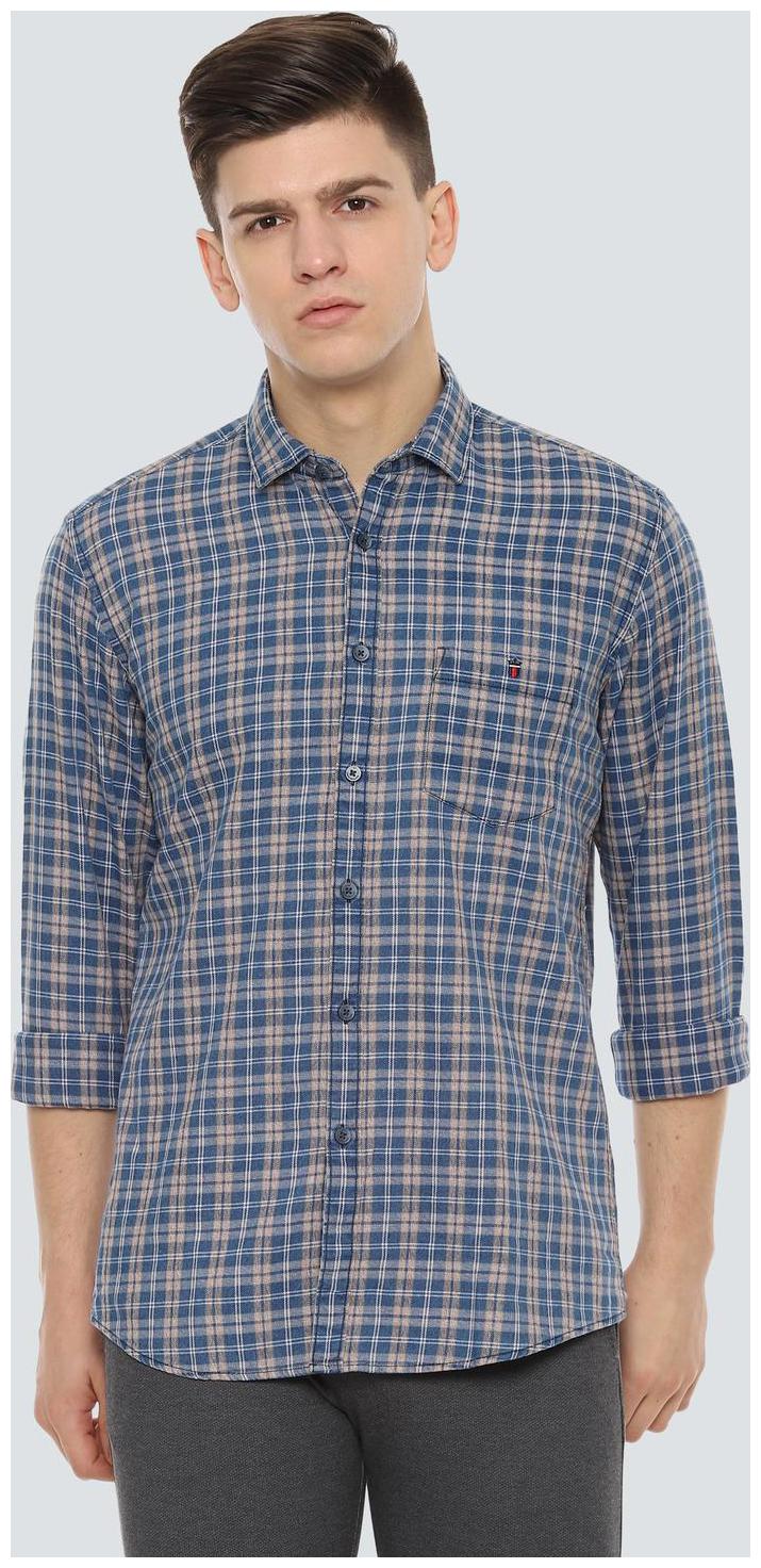 

Louis Philippe Men Blue Checked Slim Fit Casual Shirt