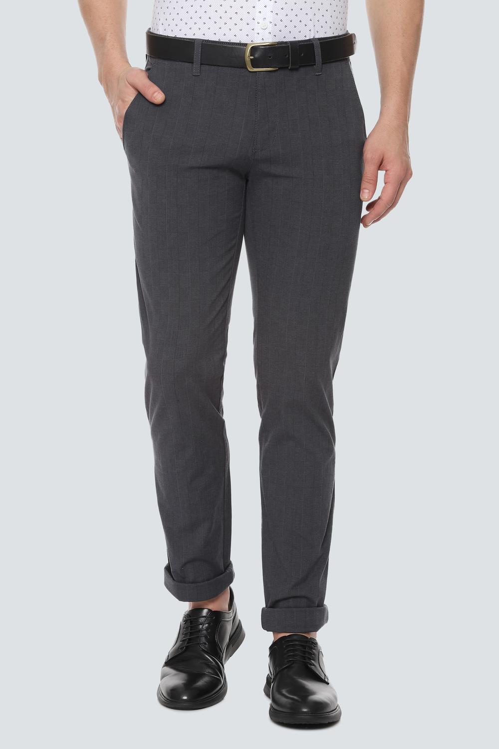 

Louis Philippe Men Grey Checked Slim fit Regular trousers