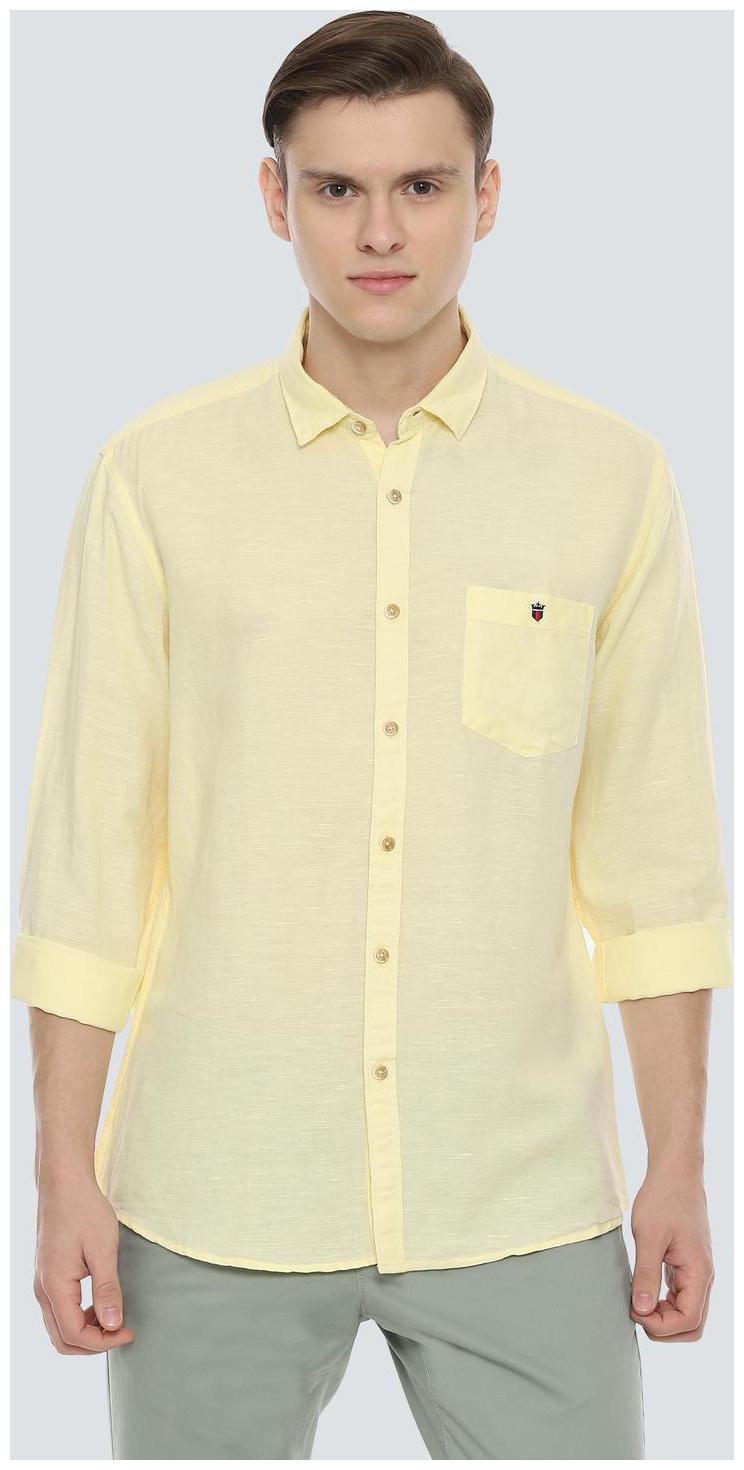 

Louis Philippe Men Yellow Weaved Slim Fit Casual Shirt