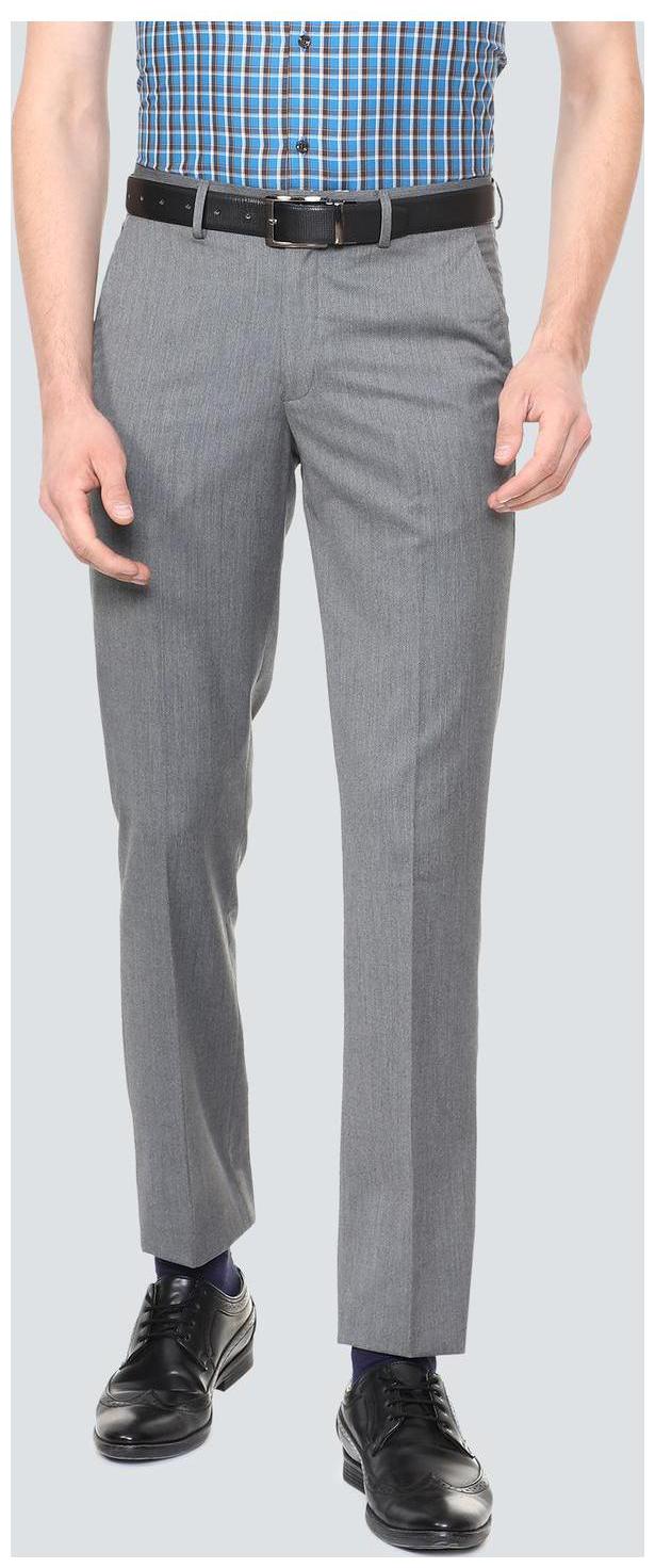 

Louis Philippe Men Textured Slim Fit Formal Trouser - Grey