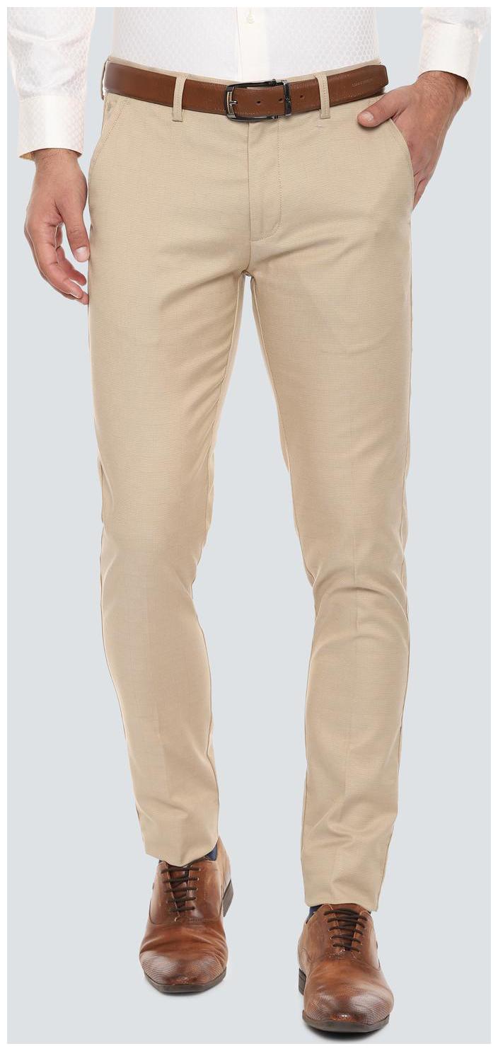 

Louis Philippe Men Textured Slim Fit Formal Trouser - Beige