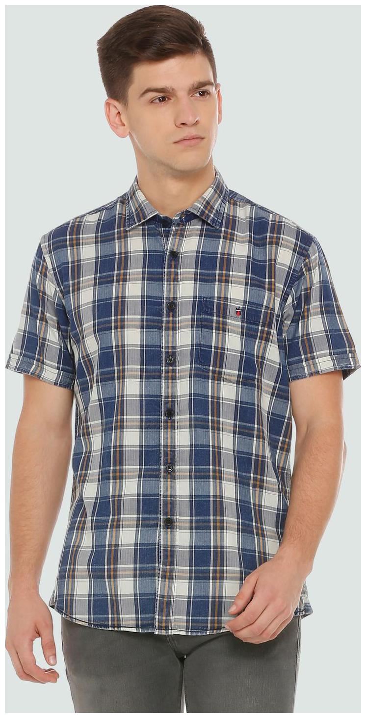 

Louis Philippe Men Blue Checked Slim Fit Casual Shirt