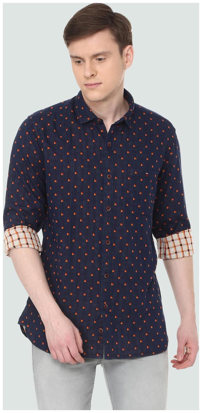 

Louis Philippe Men Blue Printed Slim Fit Casual Shirt