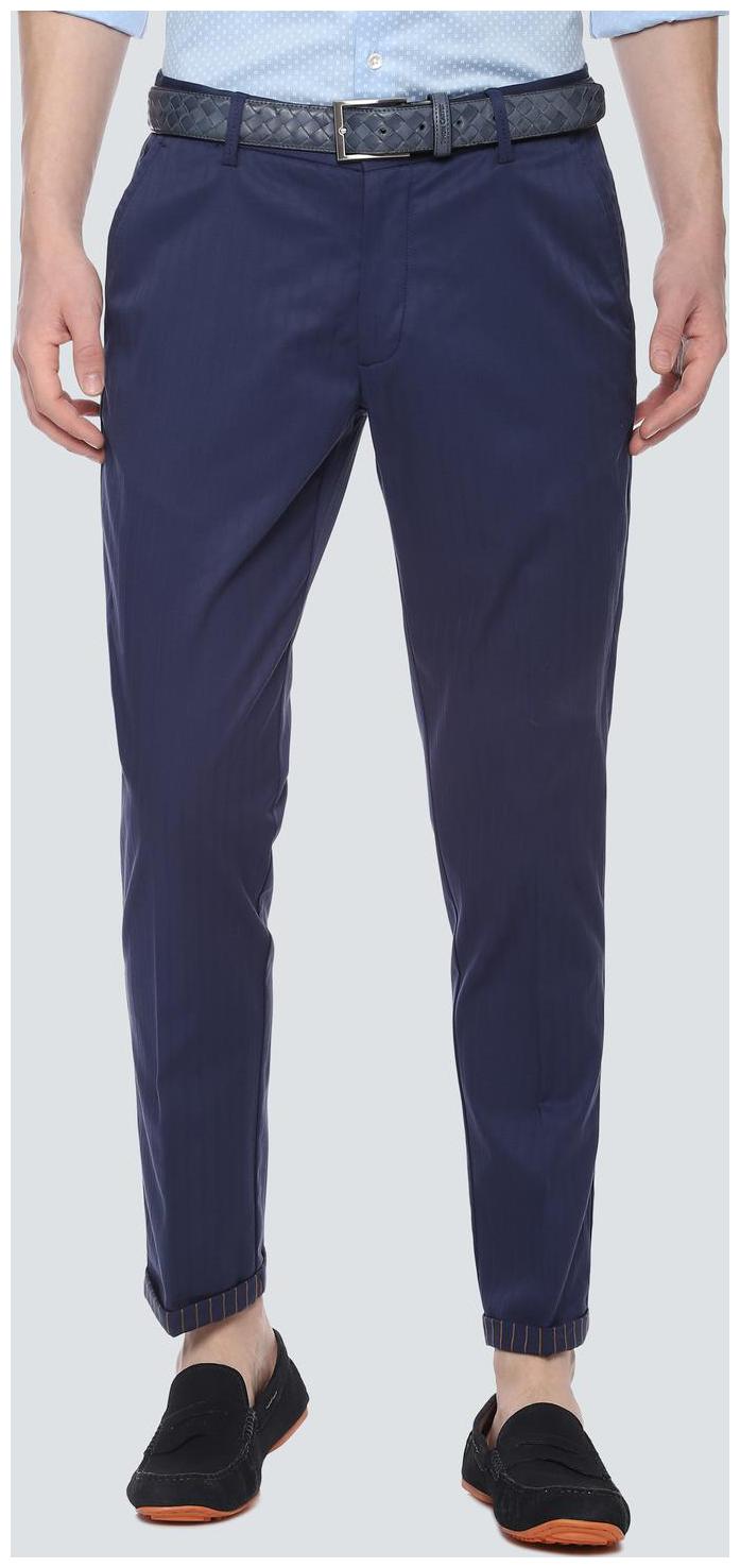 

Louis Philippe Men Blue Striped Slim fit Regular trousers