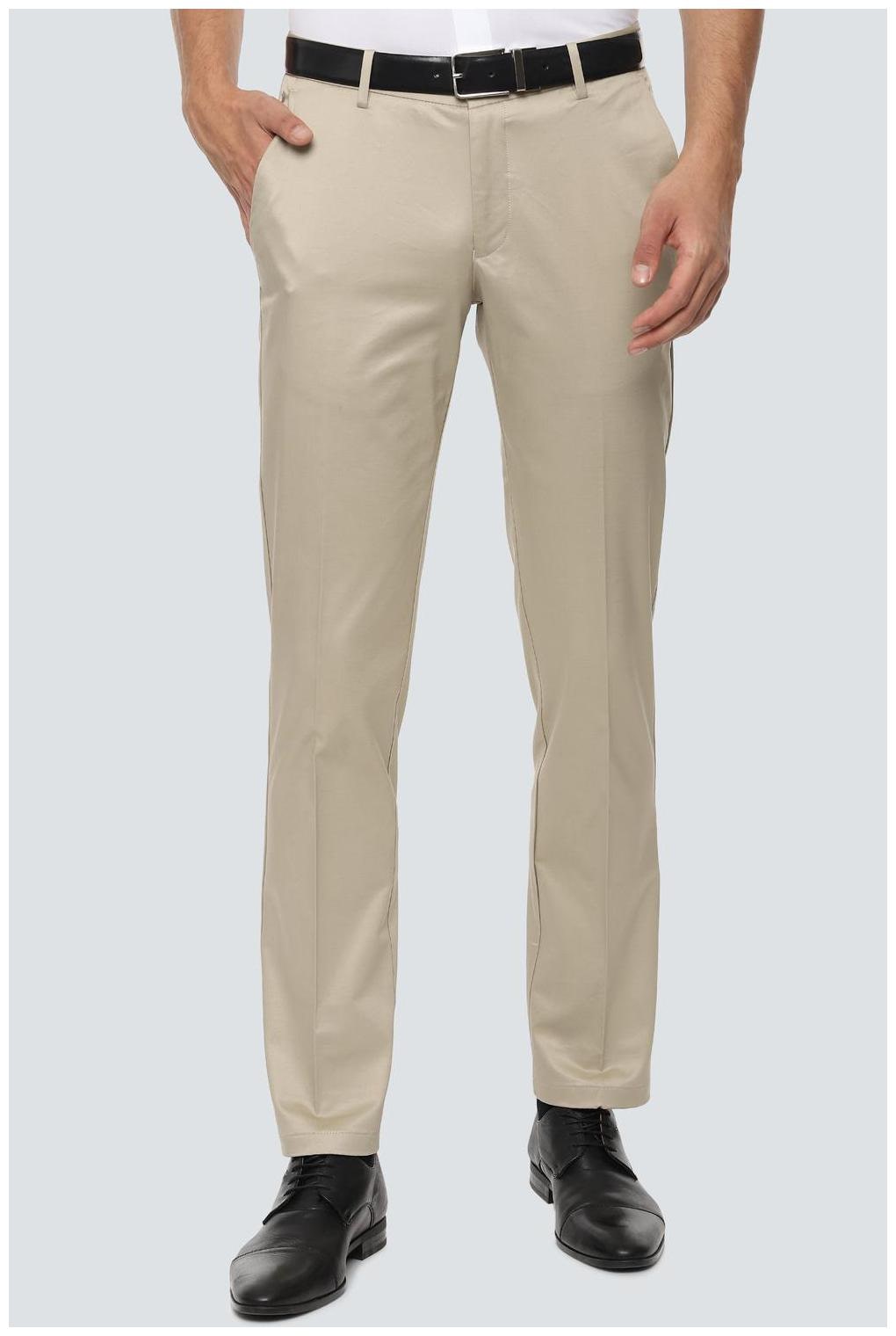 

Louis Philippe Men Solid Slim Fit Formal Trouser - Beige