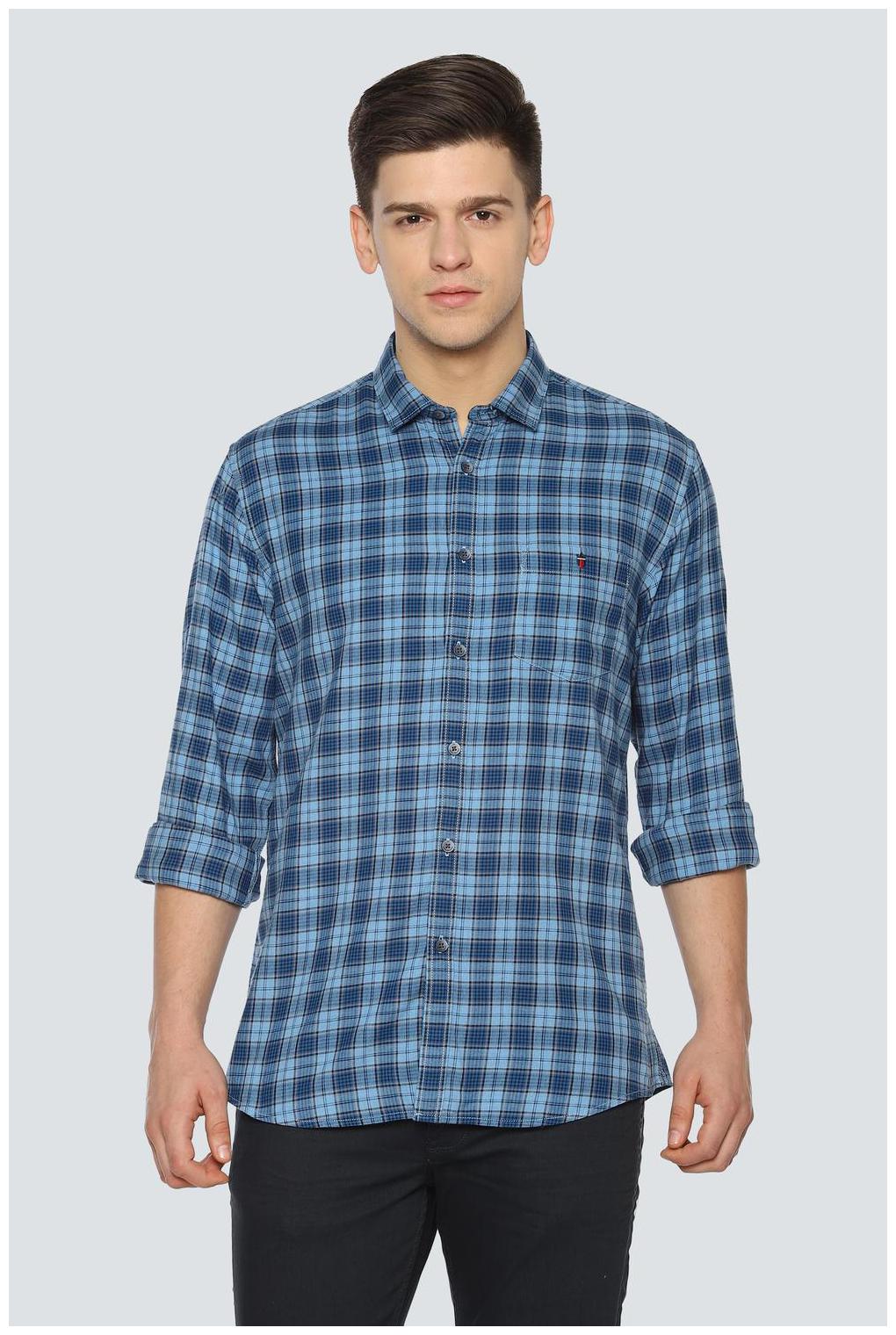 

Louis Philippe Men Blue Checked Slim Fit Casual Shirt