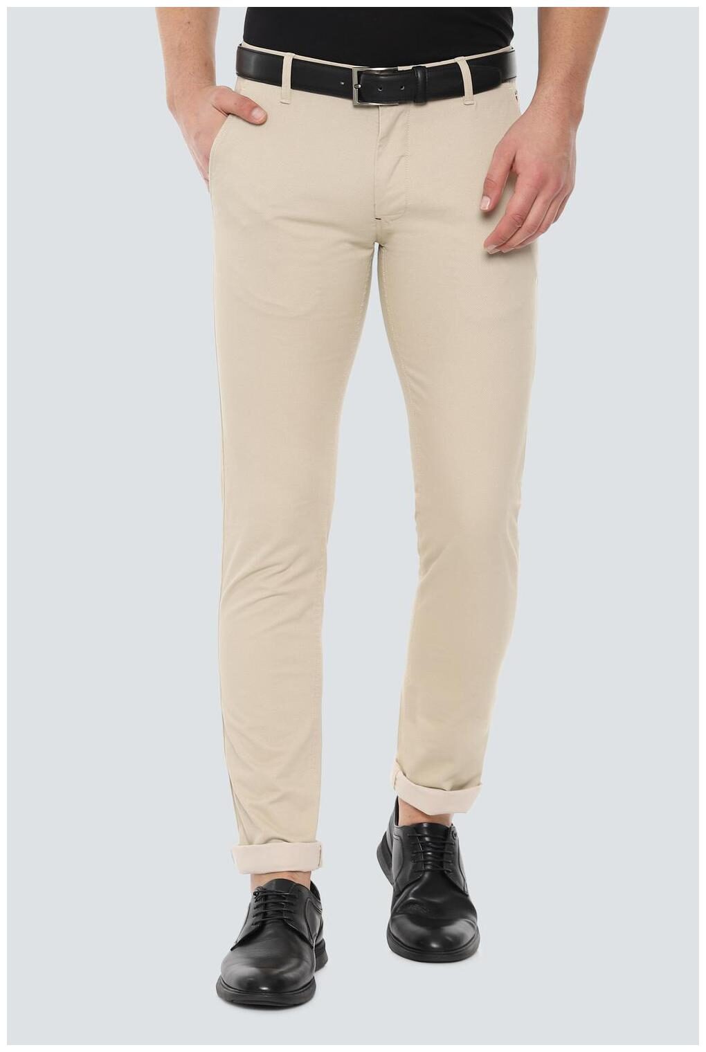 

Louis Philippe Men Beige Printed Slim fit Regular trousers