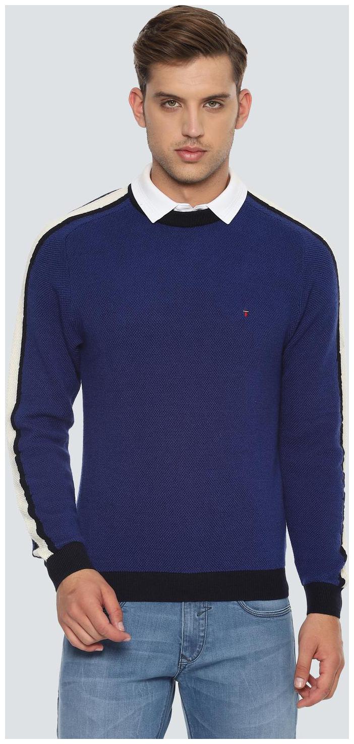 

Louis Philippe Men Blue Round neck Pullover
