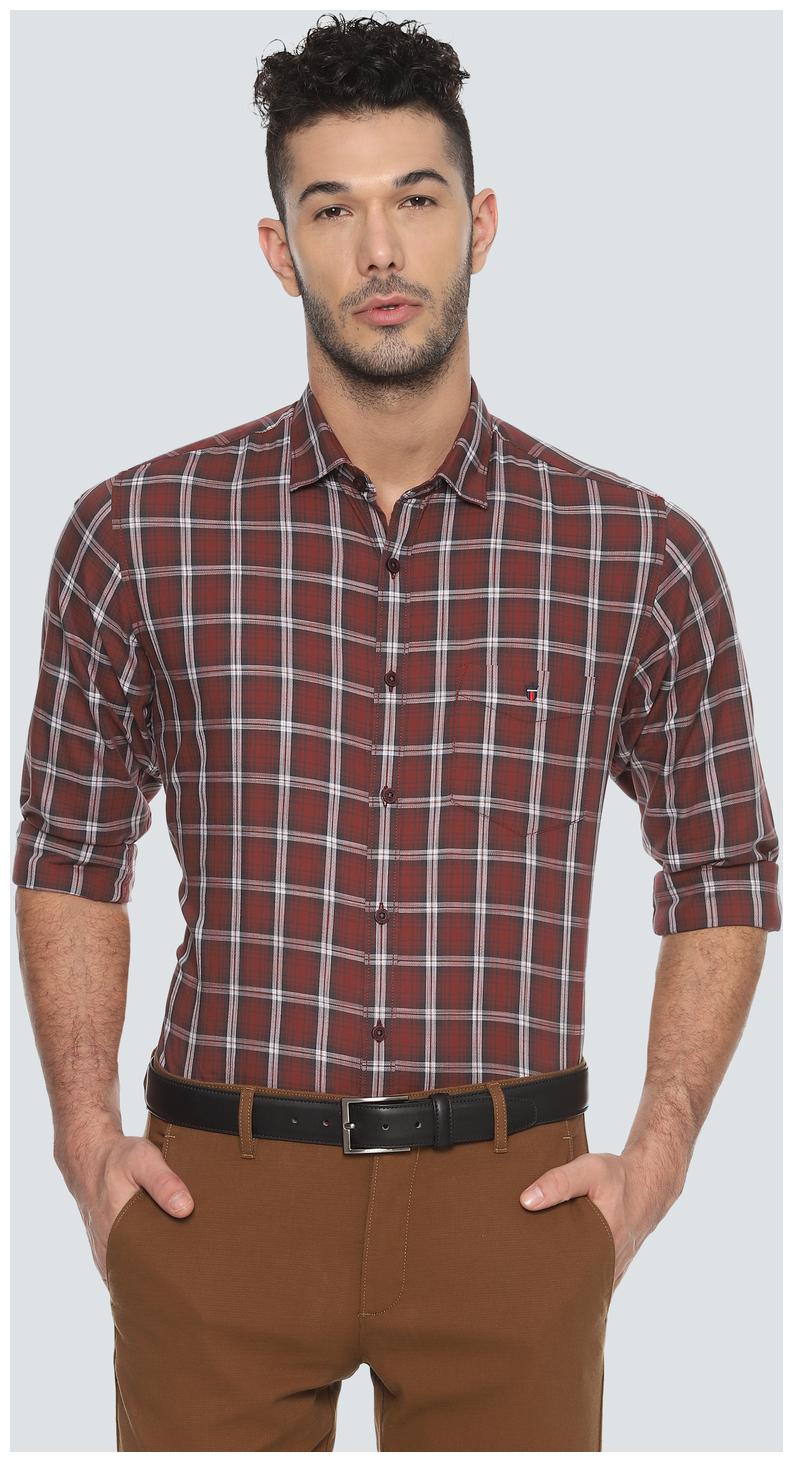 

Louis Philippe Men Green Checked Slim Fit Casual Shirt