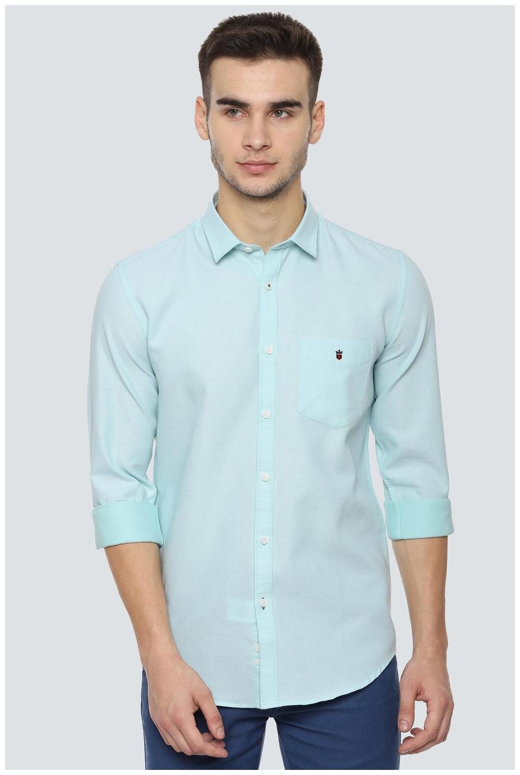 

Louis Philippe Men Blue Textured Super Slim Fit Casual Shirt