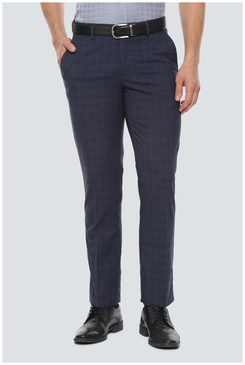 

Louis Philippe Men Checked Slim Fit Formal Trouser - Blue