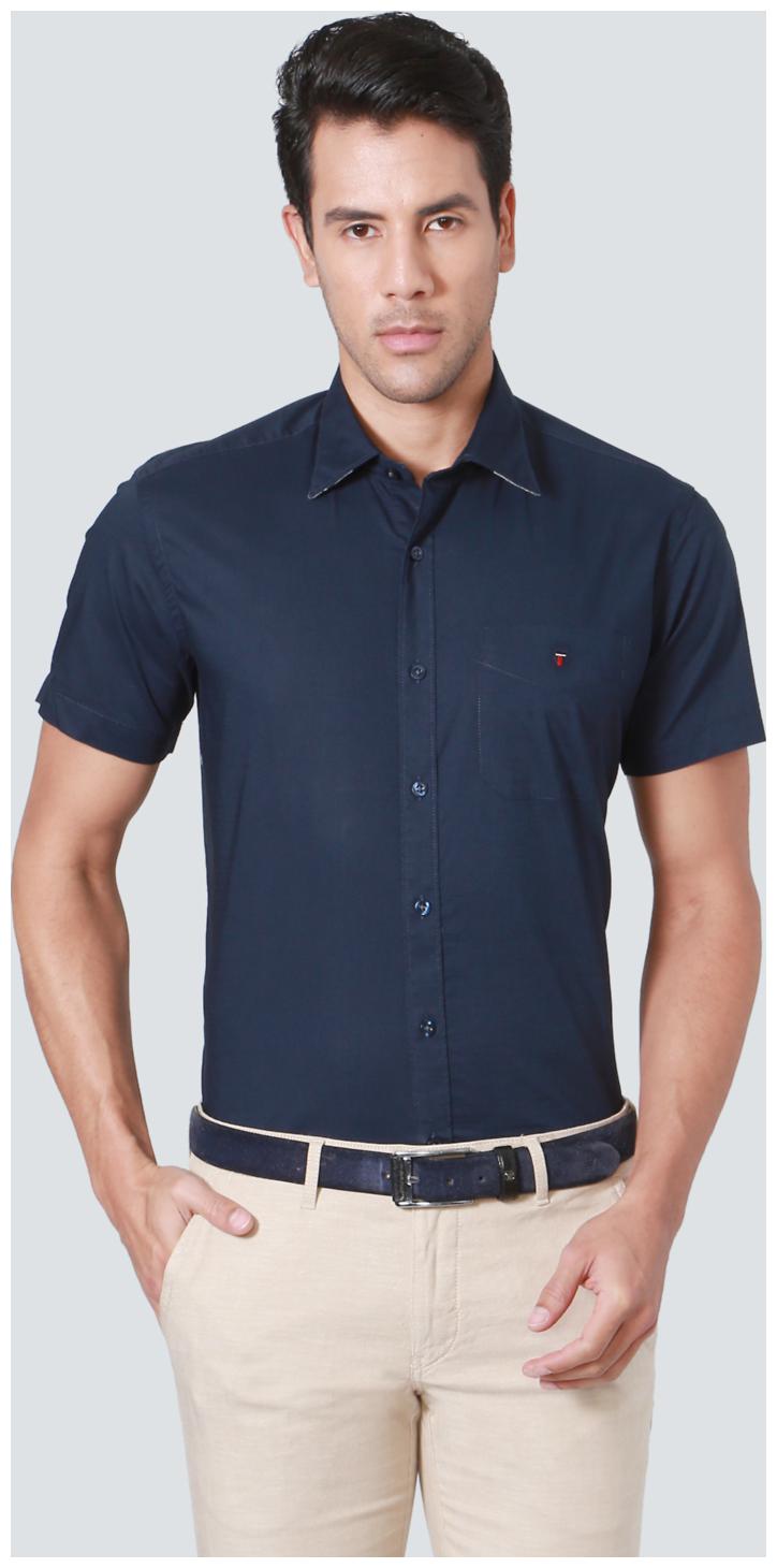 

Louis Philippe Men Blue Solid Slim Fit Casual Shirt