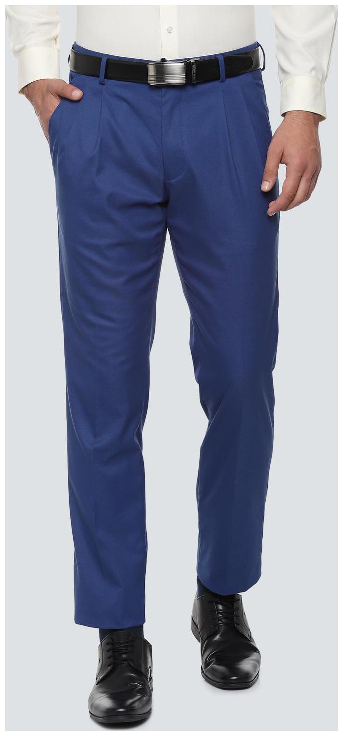 

Louis Philippe Men Textured Regular Fit Formal Trouser - Blue