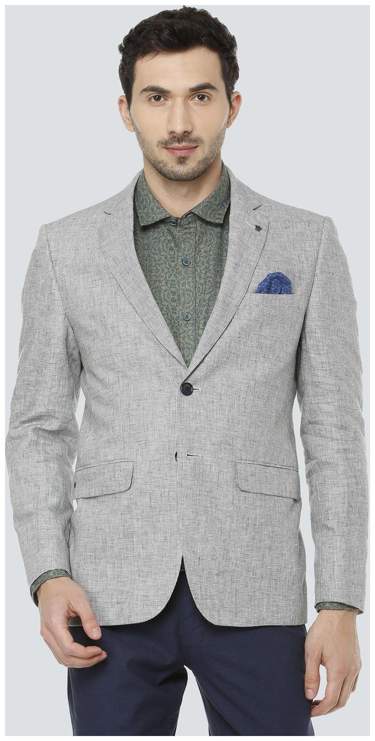 

Louis Philippe Men Grey Textured Slim fit Single Breasted Blazer