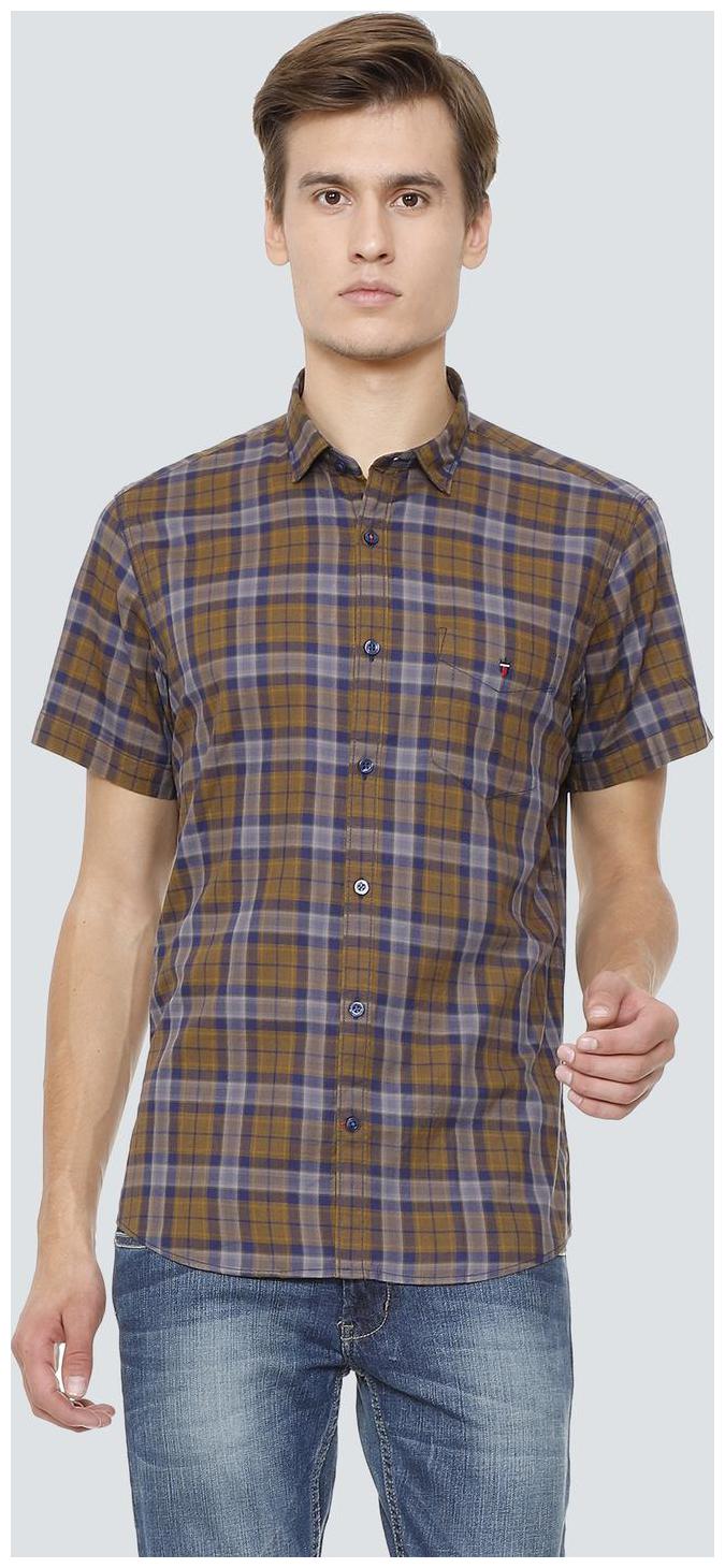 

Louis Philippe Men Brown Checked Slim Fit Casual Shirt