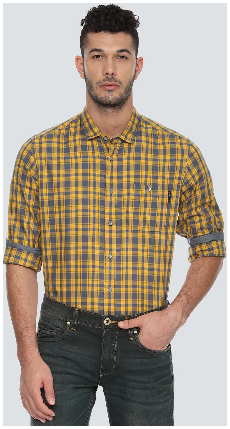 

Louis Philippe Men Brown Checked Slim Fit Casual Shirt