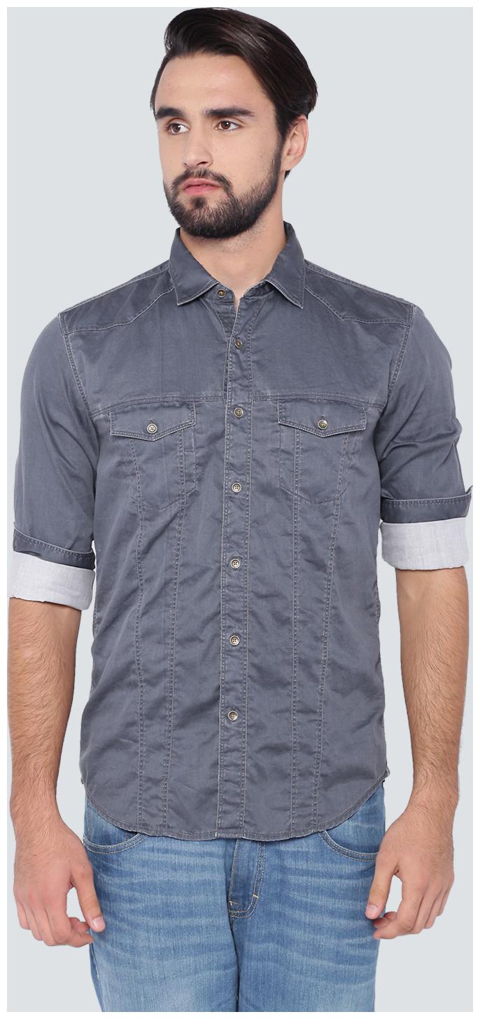 

Louis Philippe Men Grey Solid Slim Fit Casual Shirt