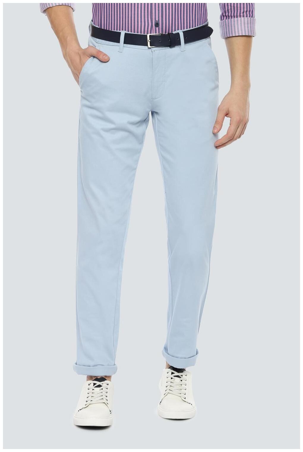 

Louis Philippe Men Grey Textured Slim fit Regular trousers