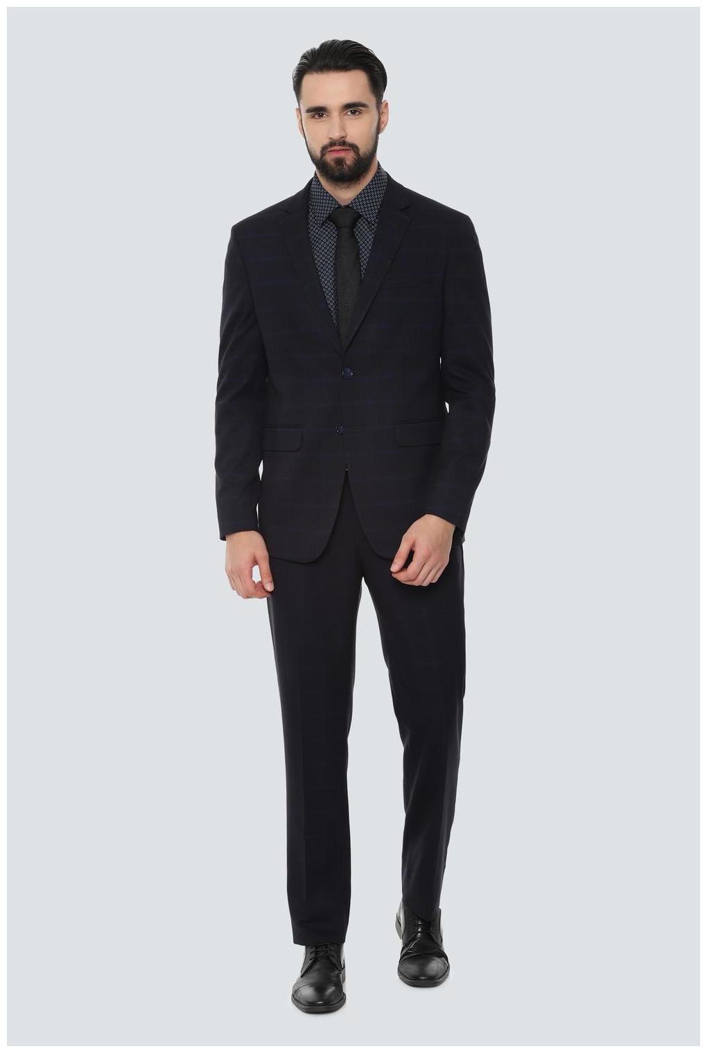 

Louis Philippe Blended Men Blue Single Breasted Suit