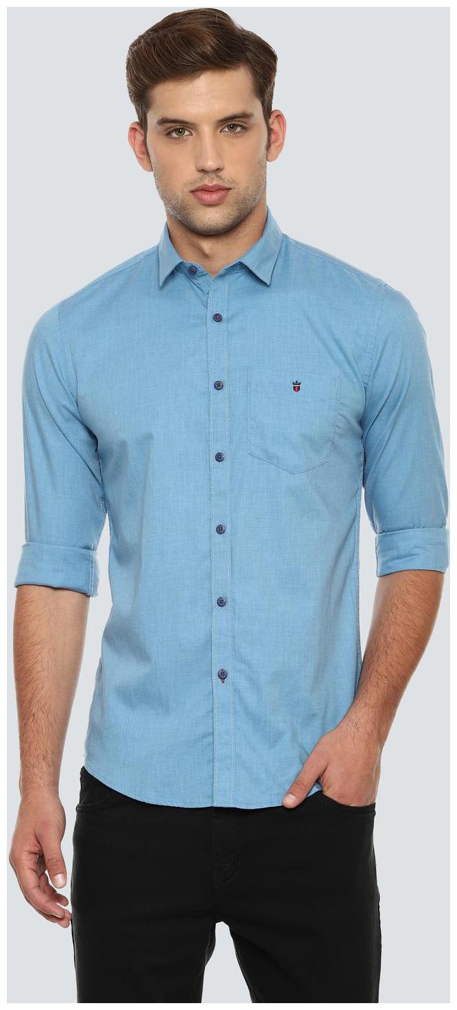 

Louis Philippe Men Blue Weaved Super Slim Fit Casual Shirt