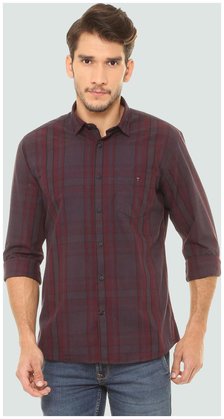 

Louis Philippe Men Maroon Checked Slim Fit Casual Shirt