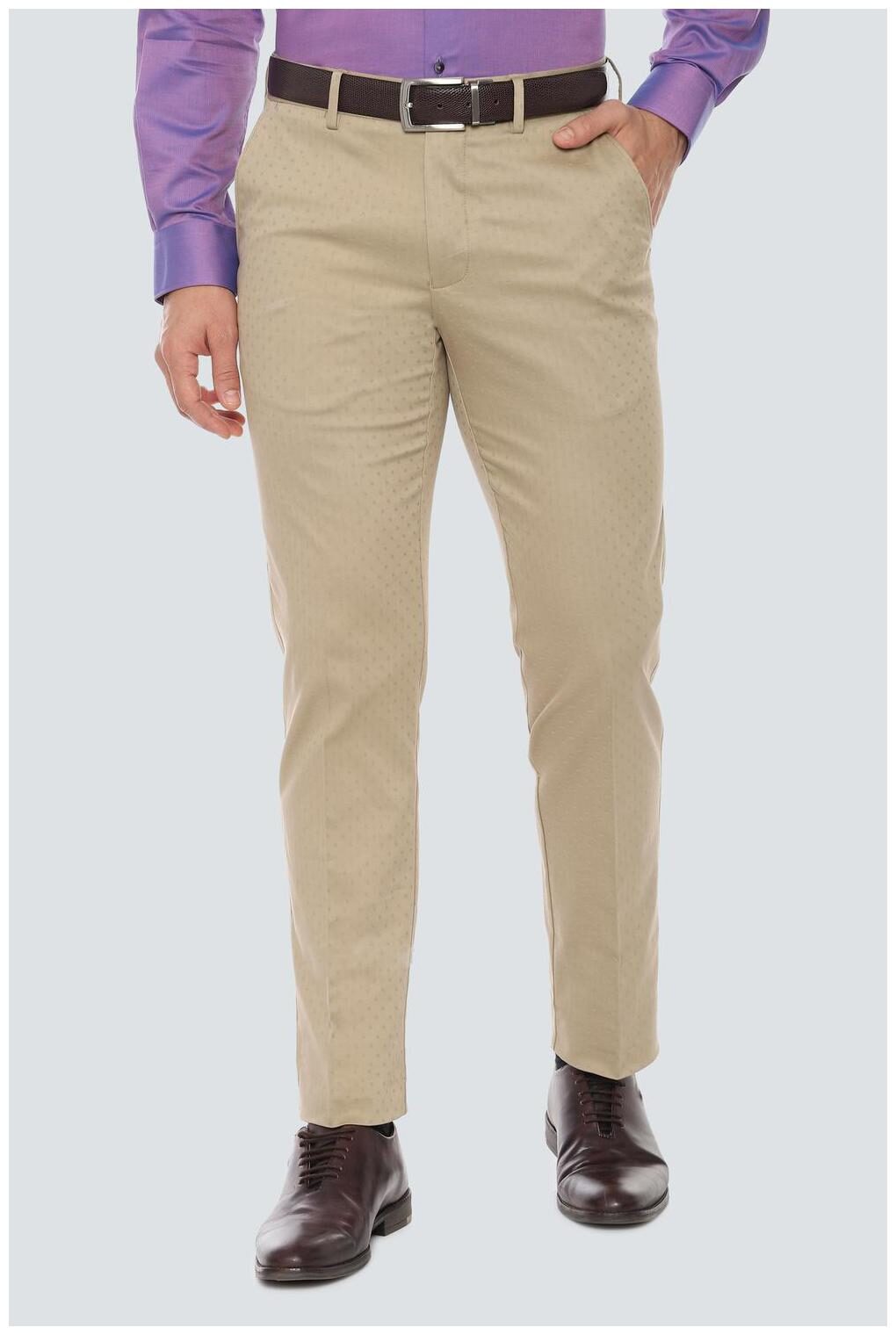 

Louis Philippe Men Textured Slim Fit Formal Trouser - Beige