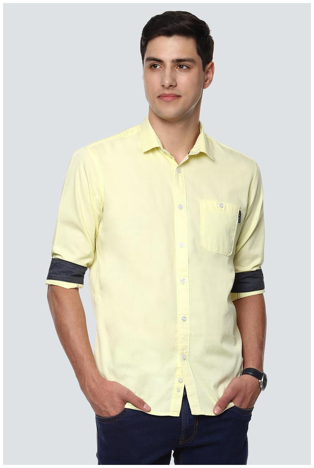 

Louis Philippe Men Yellow Solid Slim Fit Casual Shirt