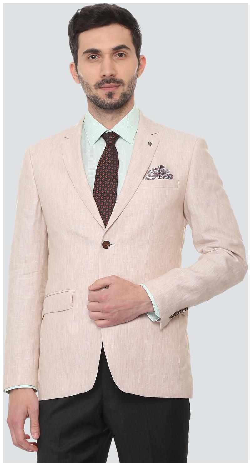 

Louis Philippe Men Beige Textured Slim fit Single Breasted Blazer