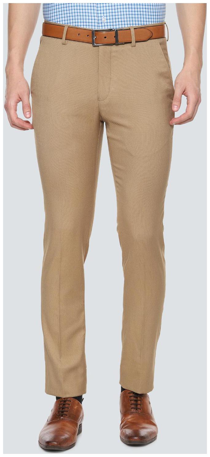 

Louis Philippe Men Textured Slim Fit Formal Trouser - Beige