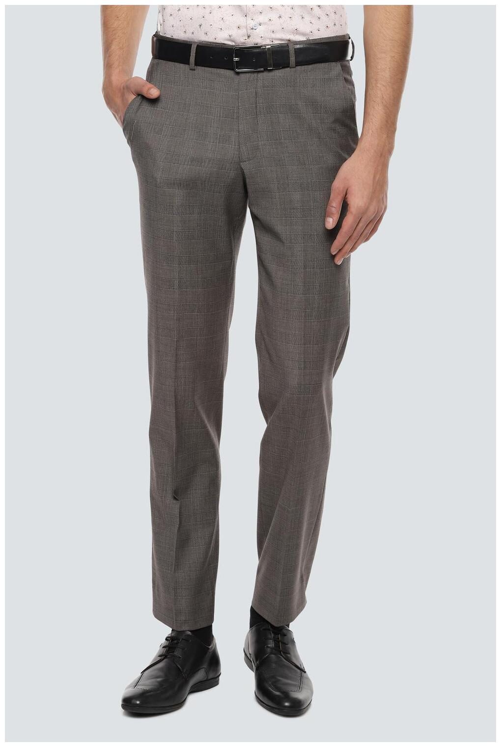 

Louis Philippe Men Checked Slim Fit Formal Trouser - Brown