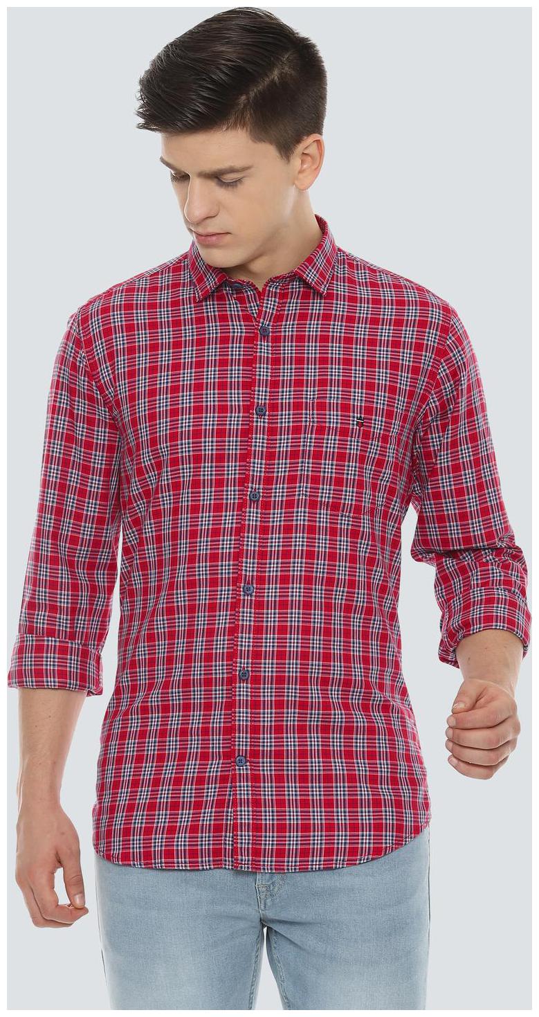 

Louis Philippe Men Pink Checked Super Slim Fit Casual Shirt