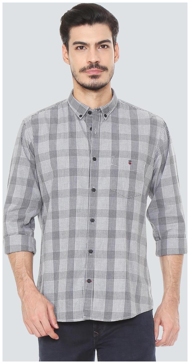 

Louis Philippe Men Grey Checked Slim Fit Casual Shirt