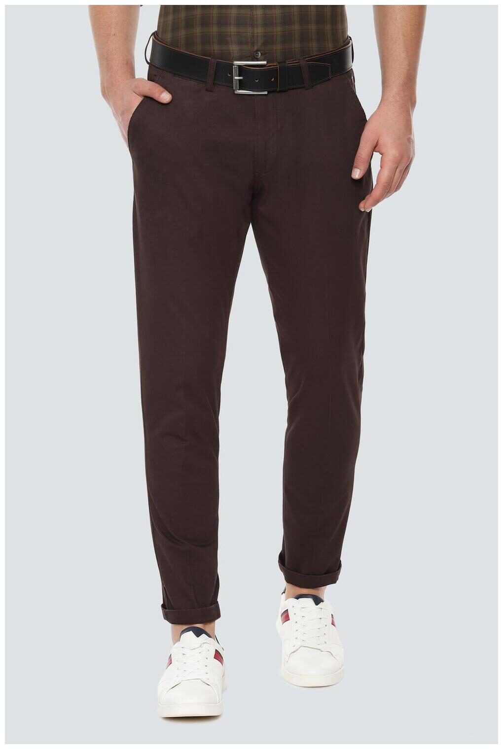 

Louis Philippe Men Brown Printed Slim fit Regular trousers