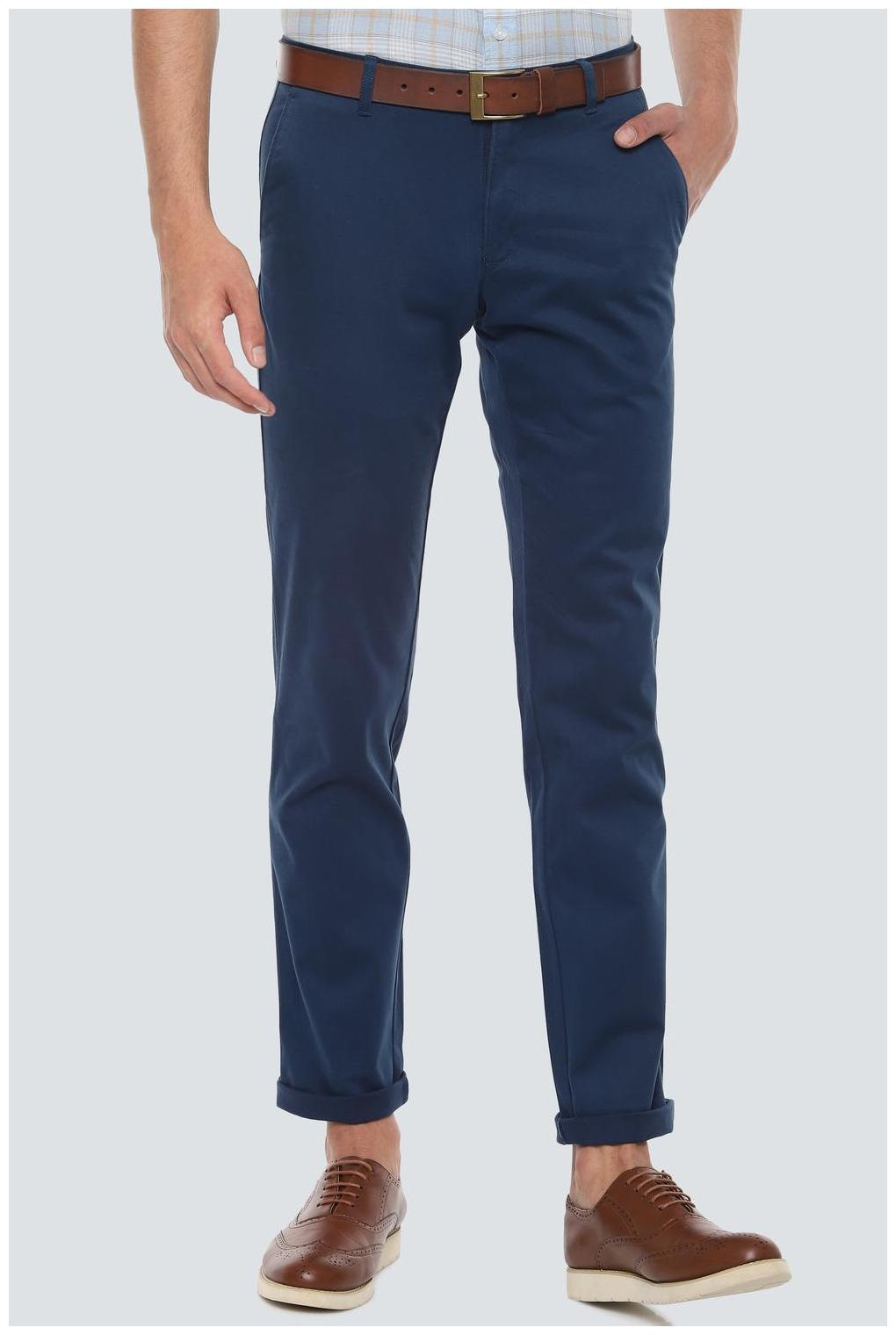 

Louis Philippe Men Blue Solid Slim fit Regular trousers